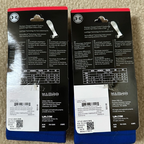 NWT Kids Youth Royal Navy Blue Under Armour Soccer Socks - Picture 2 of 2